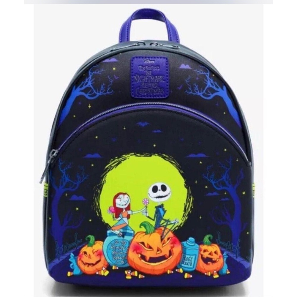 Loungefly Nightmare Before Christmas Jack Sally Mini Backpack OS Black NWT New